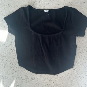 Garage Black Fitted Crop Blouse